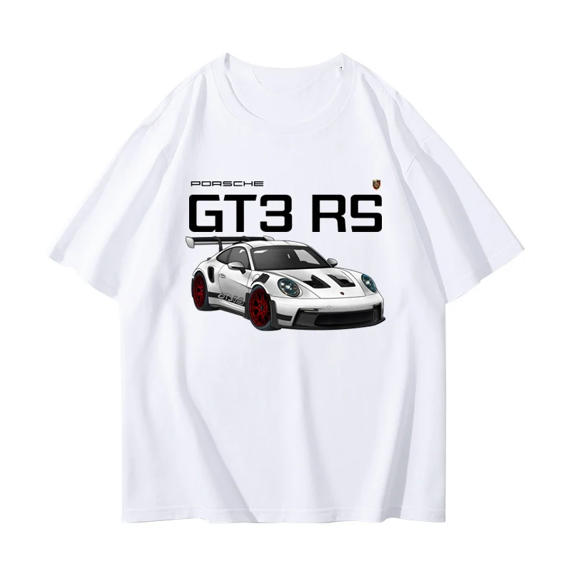 Porsche GT3 911 carro temático impresso padrão de manga curta RMB entusiasta de carros masculino puro algodão camiseta