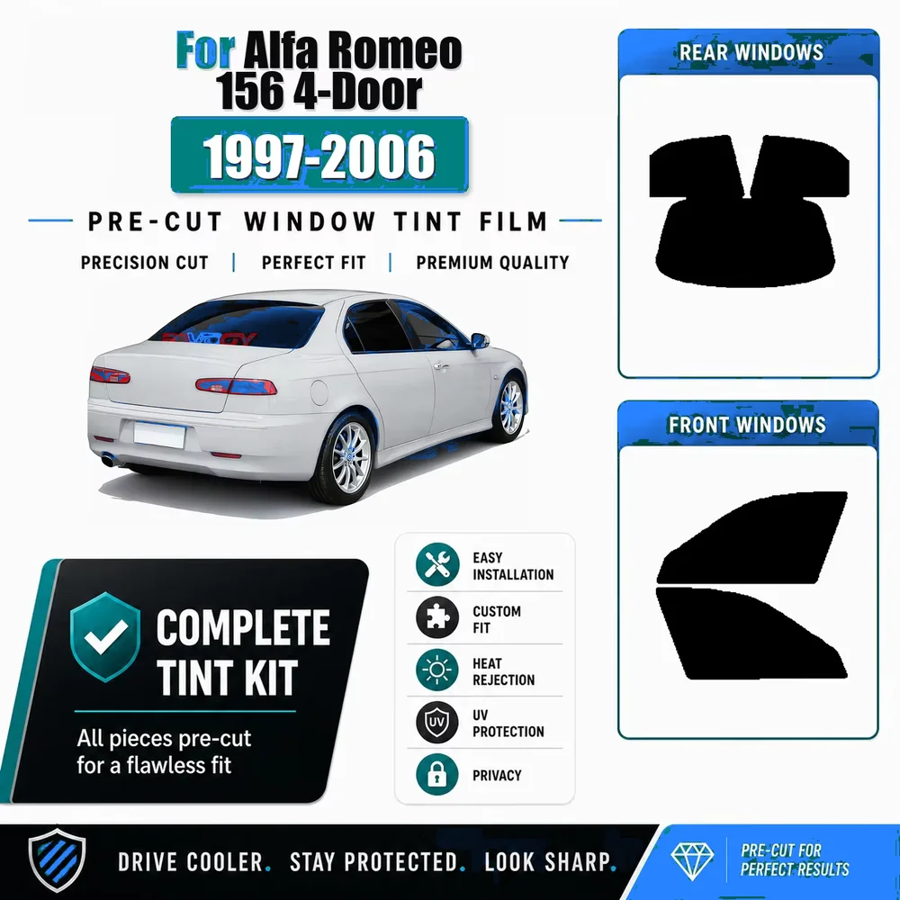 Premium Precut Window Tint Kit For Alfa Romeo 156 4-Door 1997-2006 Nano Ceramic Film