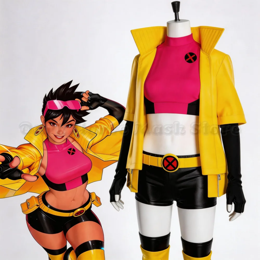 Jubilee Cosplay Costumes X-Men 97 Jubilation Lee Yellow Coat Outfit Anime Comic-Con Halloween Costume for Women Role Play Suit - view 3