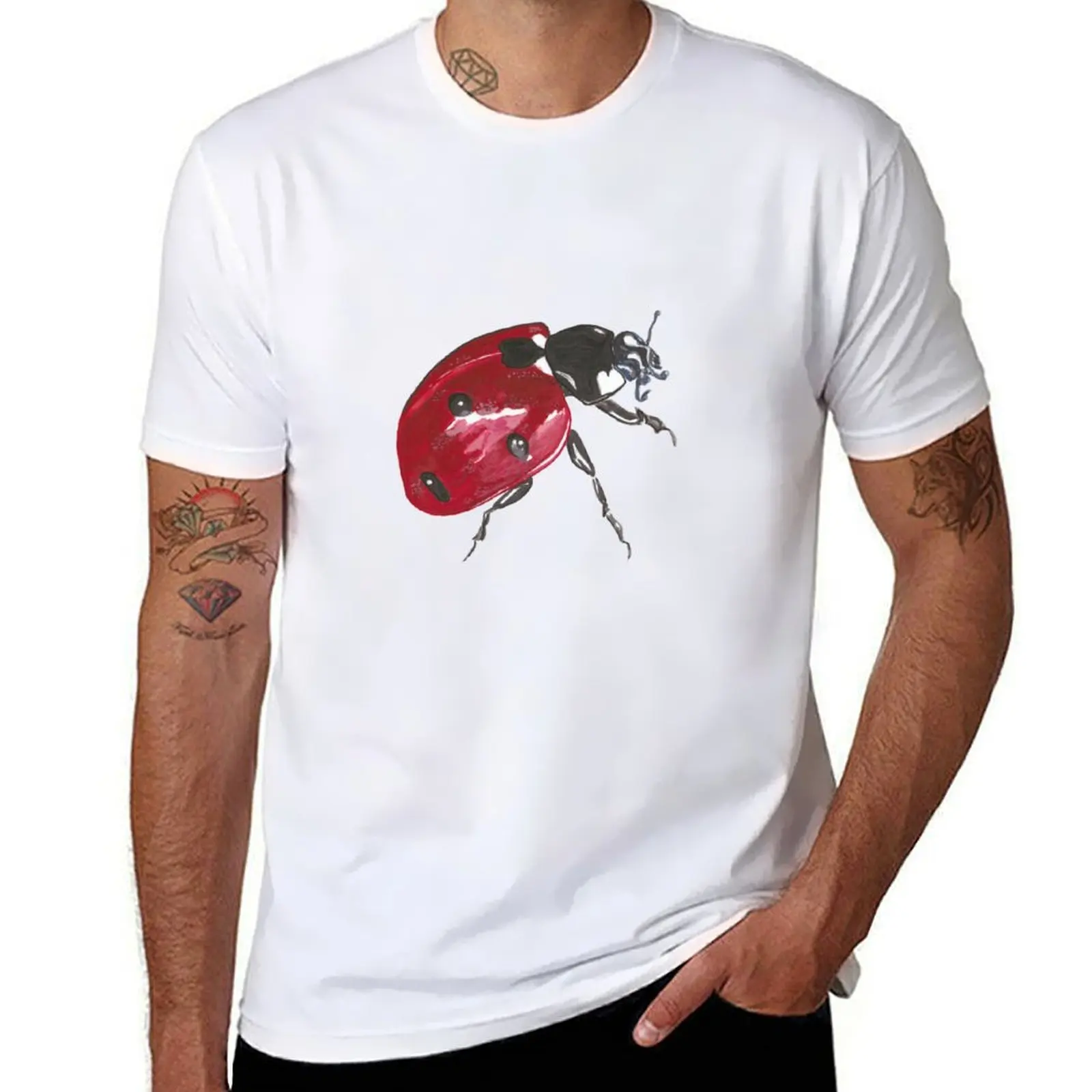 

Red ladybug T-Shirt hippie clothes customizeds summer tops cheap stuff Men's t shirts