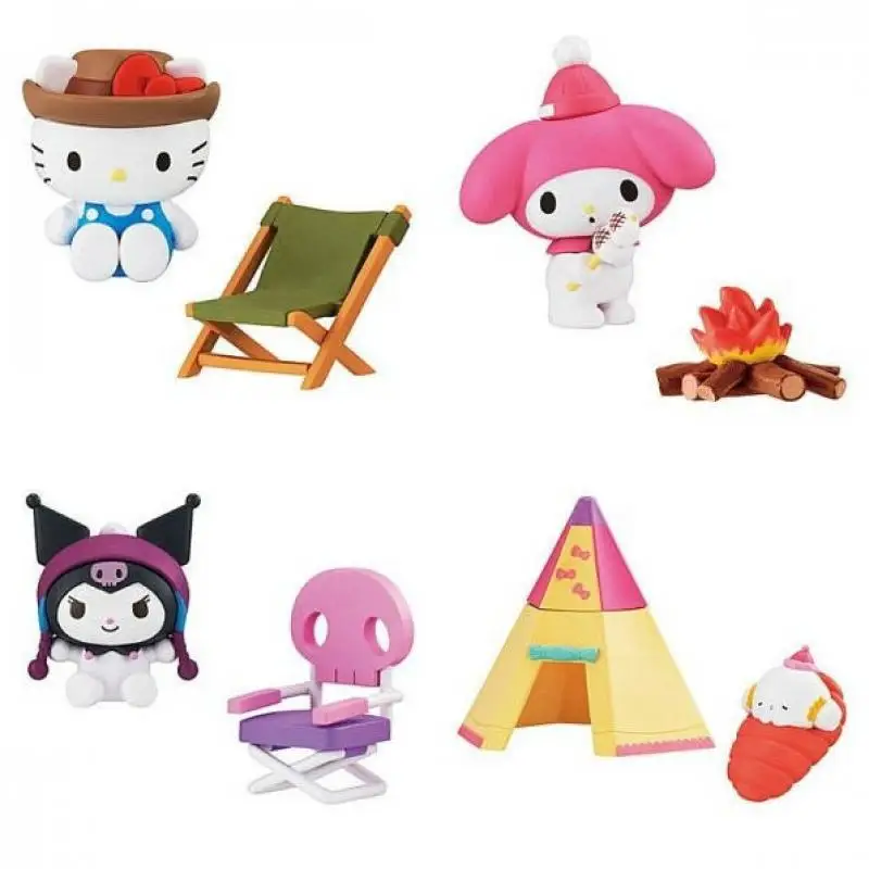 Bandai prawdziwa Kawaii Sanrio Hello Kitty Kuromi moja melodia ozdoby kempingowe Gacha figurka Anime dziewczyna uroczy kreskówka prezent festiwalowy