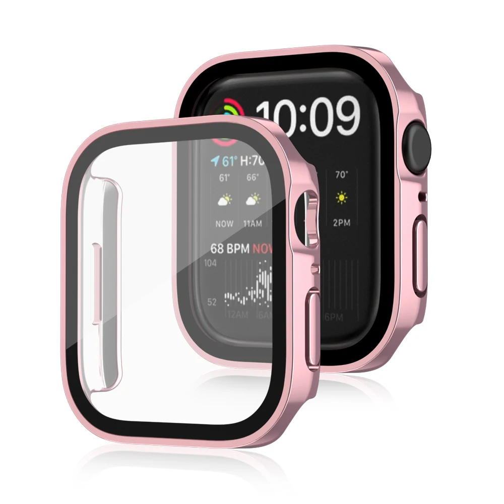 Fall + glas Für Apple Uhr ultra 8 7 49mm 45mm 41mm 44mm 40mm wasserdicht screen Protector Rand Stoßstange iWatch serie 5 SE 6 Abdeckung