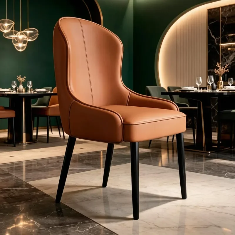 for Internet Celebrity Light Luxury Leather Armrest Dining Chair Waterproof Anti-fouling Easy Care Catering Home Restaurant