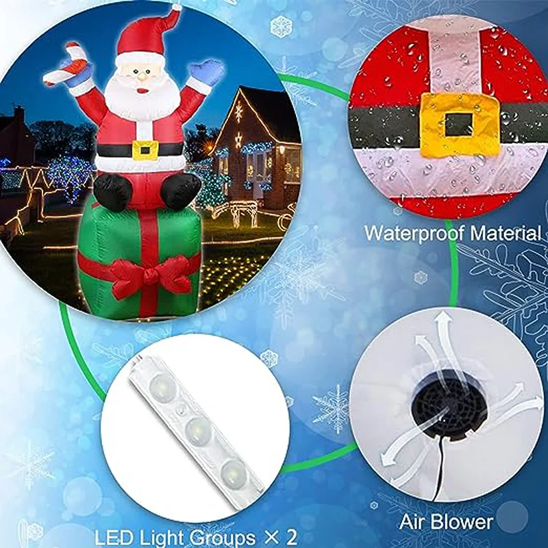 Cadeaux empilables du père Noël pour la décoration intérieure et extérieure, décoration du jour de Noël, accessoires de jardin, 1.8m