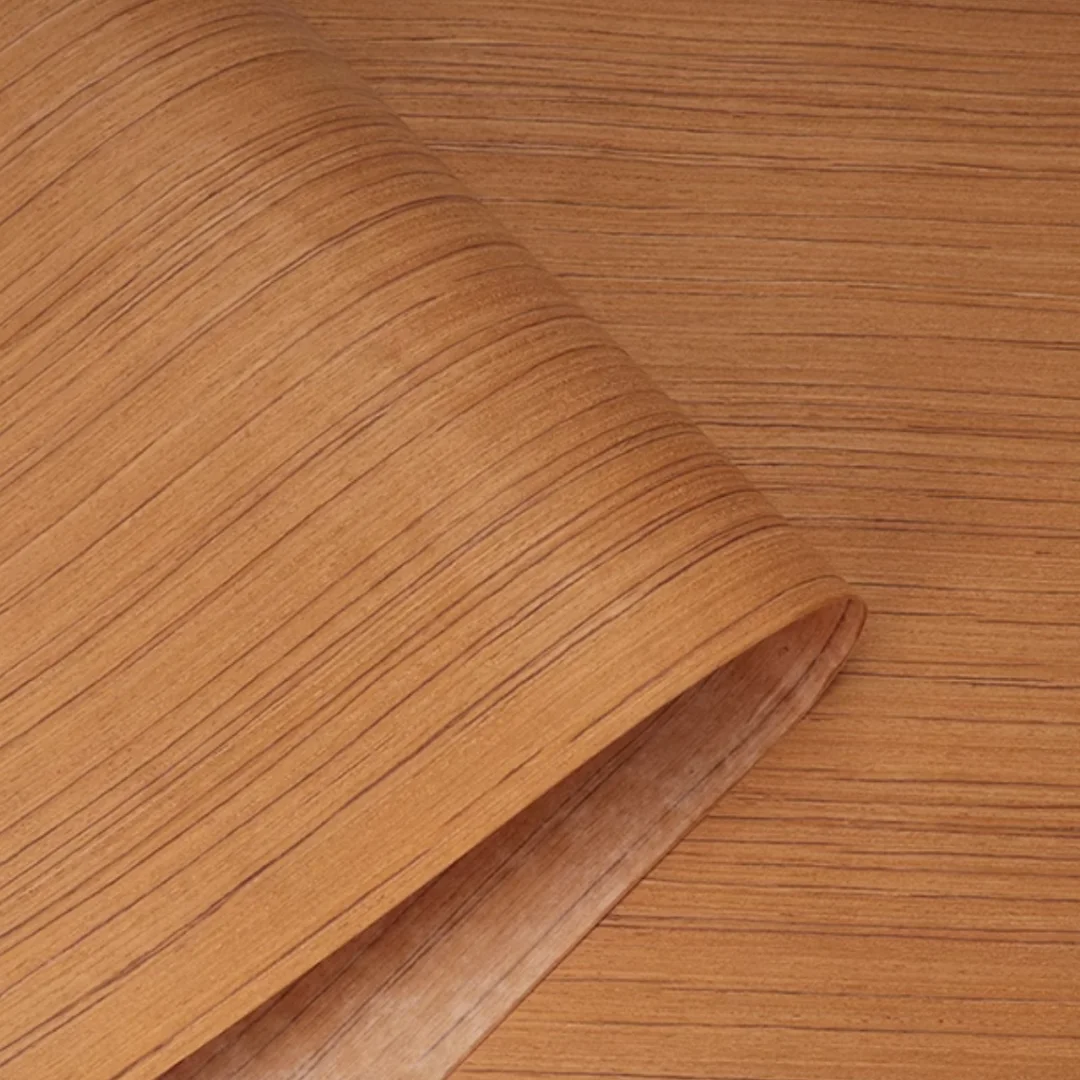 Length:2.5meter Width:580mm Thick :0.25mm Teak Textured Technology Wood Veneer Sheets for Furniture Home Audio Instrument Décor