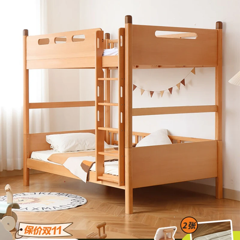 

Small arbored wood, solid wood, beech wood, bunk beds with the same width above and below, children's bunk beds,