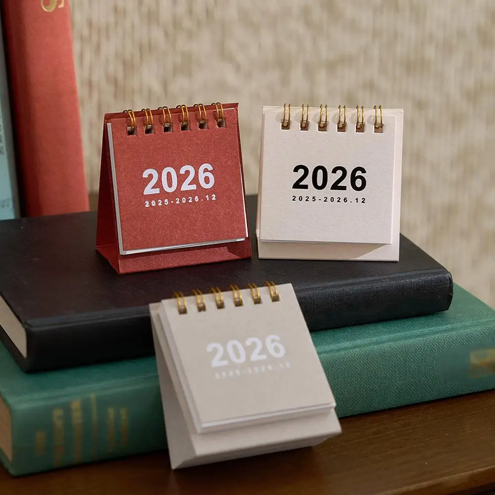 

2026 Mini Simple Calendar Small Desk Calendar Coil Planner Calendar Decoration Office Desktop Home Office Statione F1z1