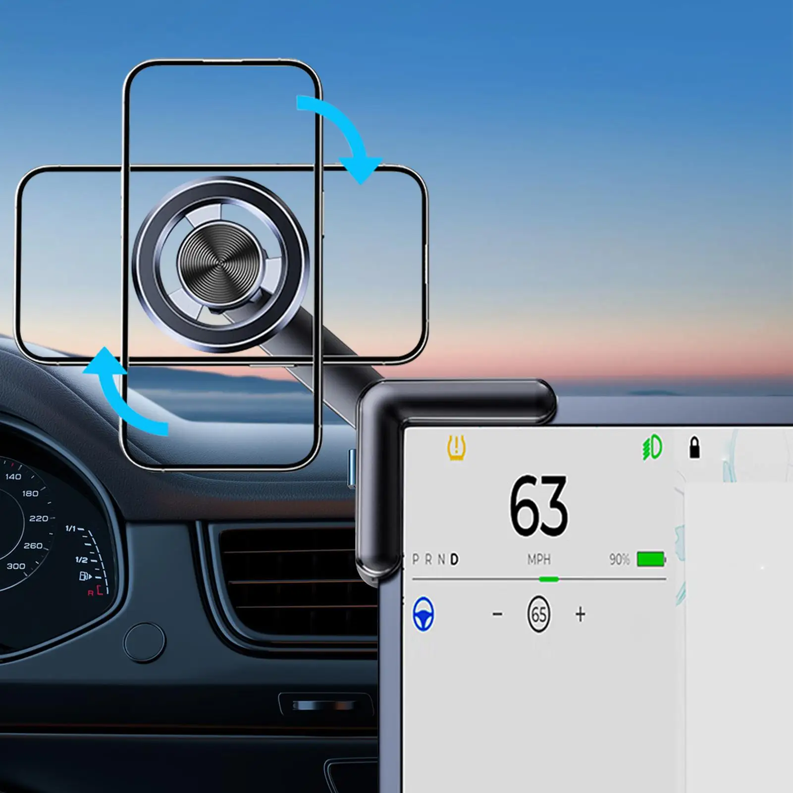 

Magnetic Laptop Phone Holder Computer Monitor Side Cell Phone Slim& Foldable Universal For Smartphone Case and All Phone