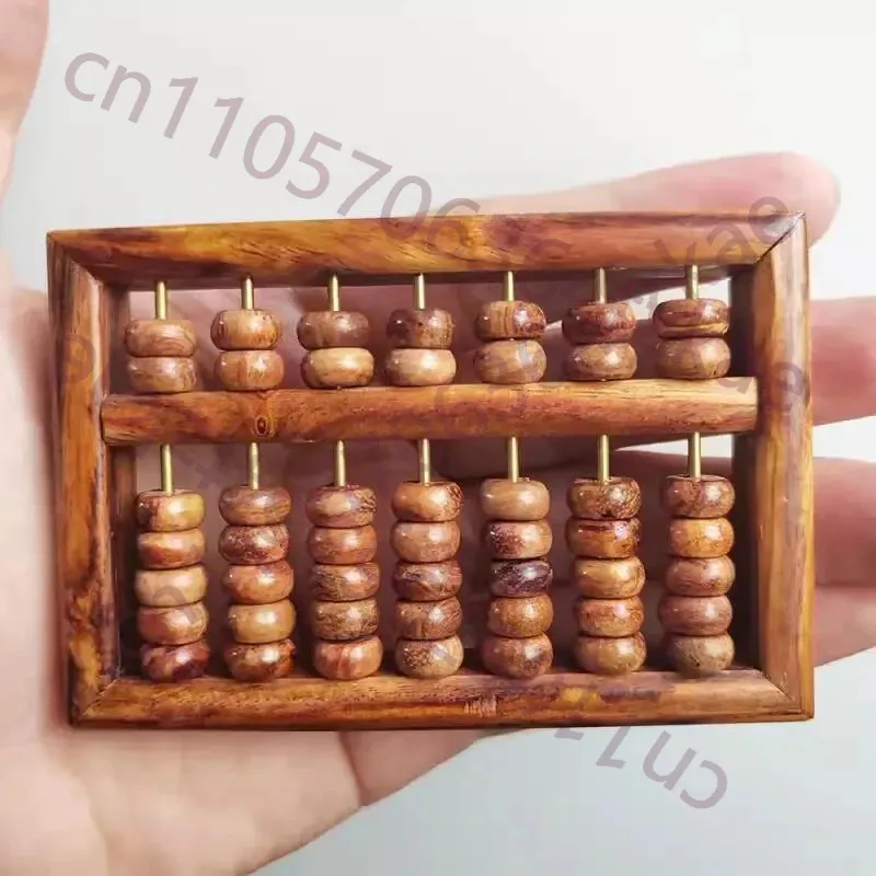 

3.5" Chinese Abacus Natural Wood Carving Student Mathematics Tool Abacus Pendant