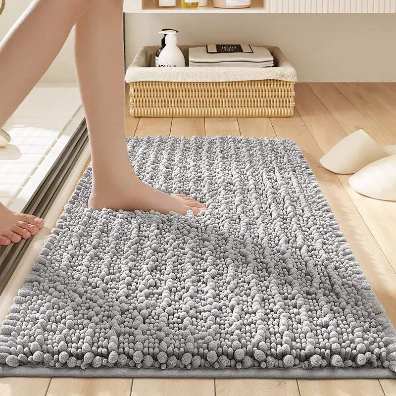 High Quality Tufted Chenille Bath Mat, Large-Grain Plush Bathroom Rug, High Capacity Absorbent Non-Slip Soft Comfortable