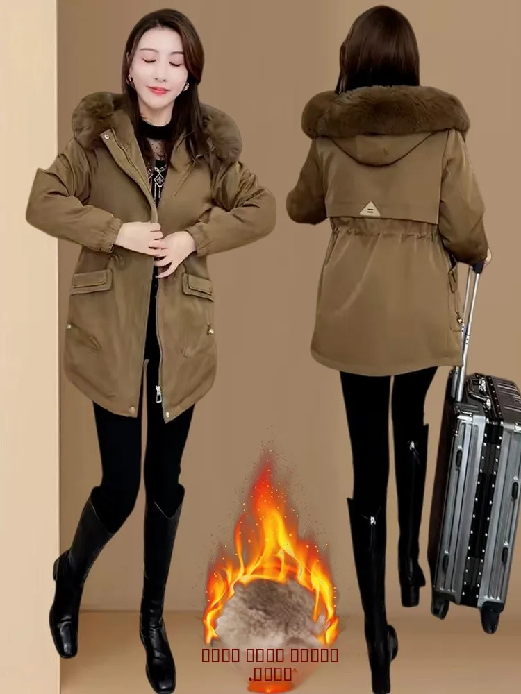 

Модная теплая зимняя куртка оверсайз с флисовой подкладкой для женщин, уютная, в корейском стиле, для повседневной носки, эксклюзивно онлайн