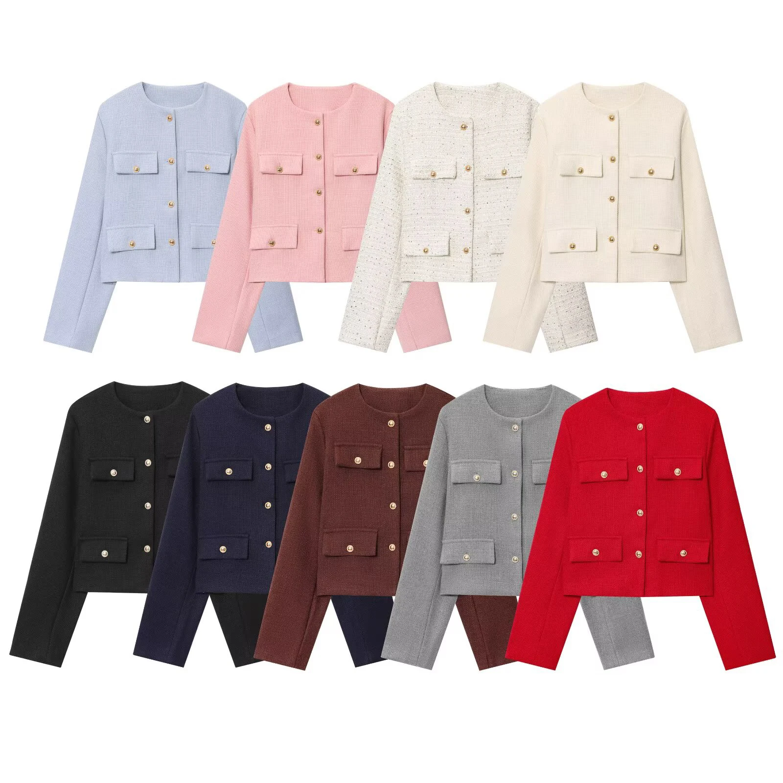 

Winter new women's clothing European and American style French niche versatile flip cover decoration short suit jacket