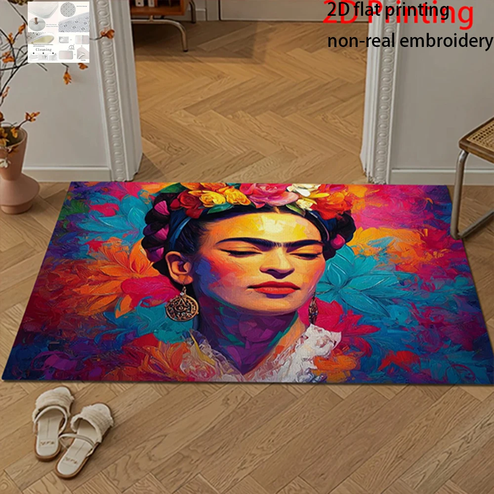 

2D Flat-1pc Vibrant Frida Floor Mat , Suitable for bedroom bathroom, entrance door mat.