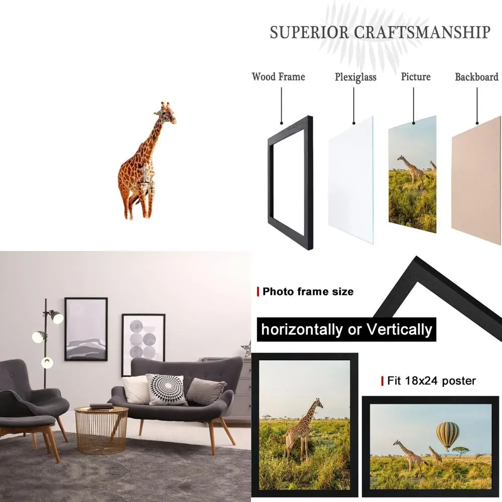 

Набор из 3 черных деревянных фоторамок размером 18x24 дюймов с плексигласом для настенного искусства и галереи.