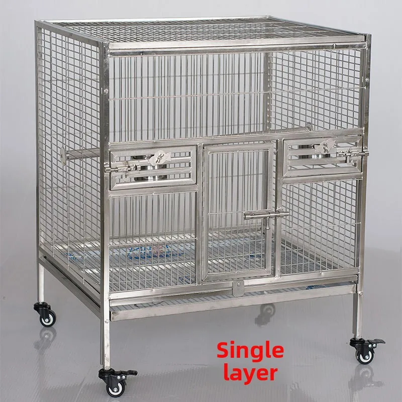 Stainless Steel Medium-to-Large Parrot Cage Double-Layer Birdcage Model A30 Rectangular Shape
