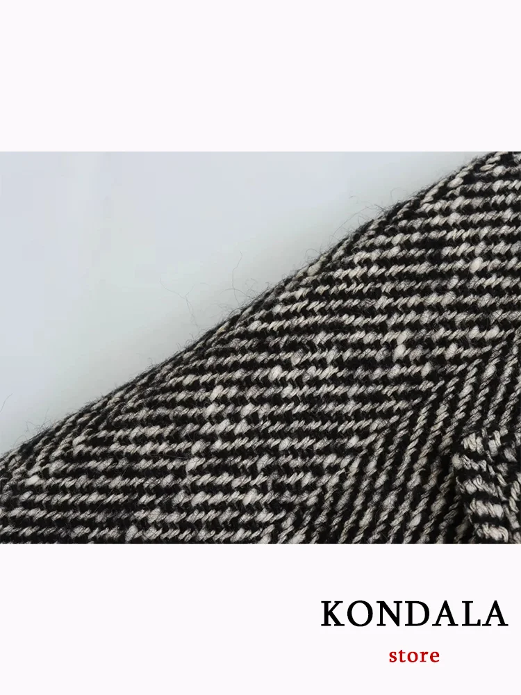 KONDALA-Veste Vintage Décontractée Chic pour Femme, Manteau Gris Dégradé, Col en V, Poches, Ceinture, Manches Raglan, Mode Automne 2023