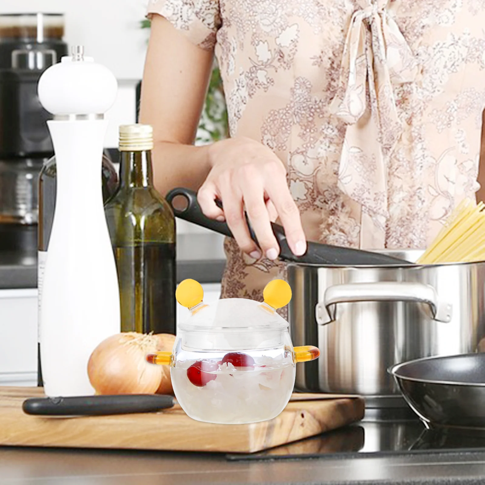 

400Ml Glass Soup Pot Transparent Borosilicate Saucepan for Ramen Pasta Cooking Household Stew Pot Oven Safe Kitchen Cooking