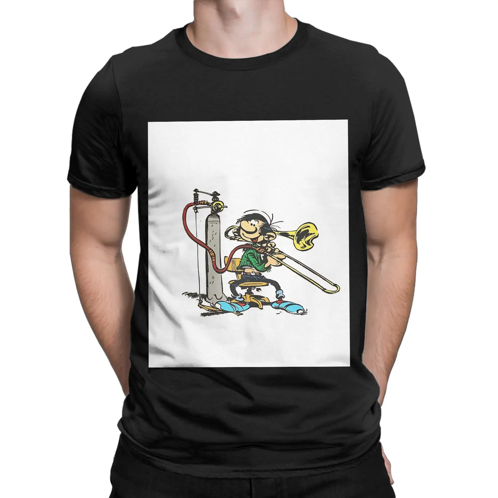 Gaston lagaffe Graphic Shirt Funny Graphic 100% Cotton T-Shirt Gaston Lagaffe Tops Tees For Men