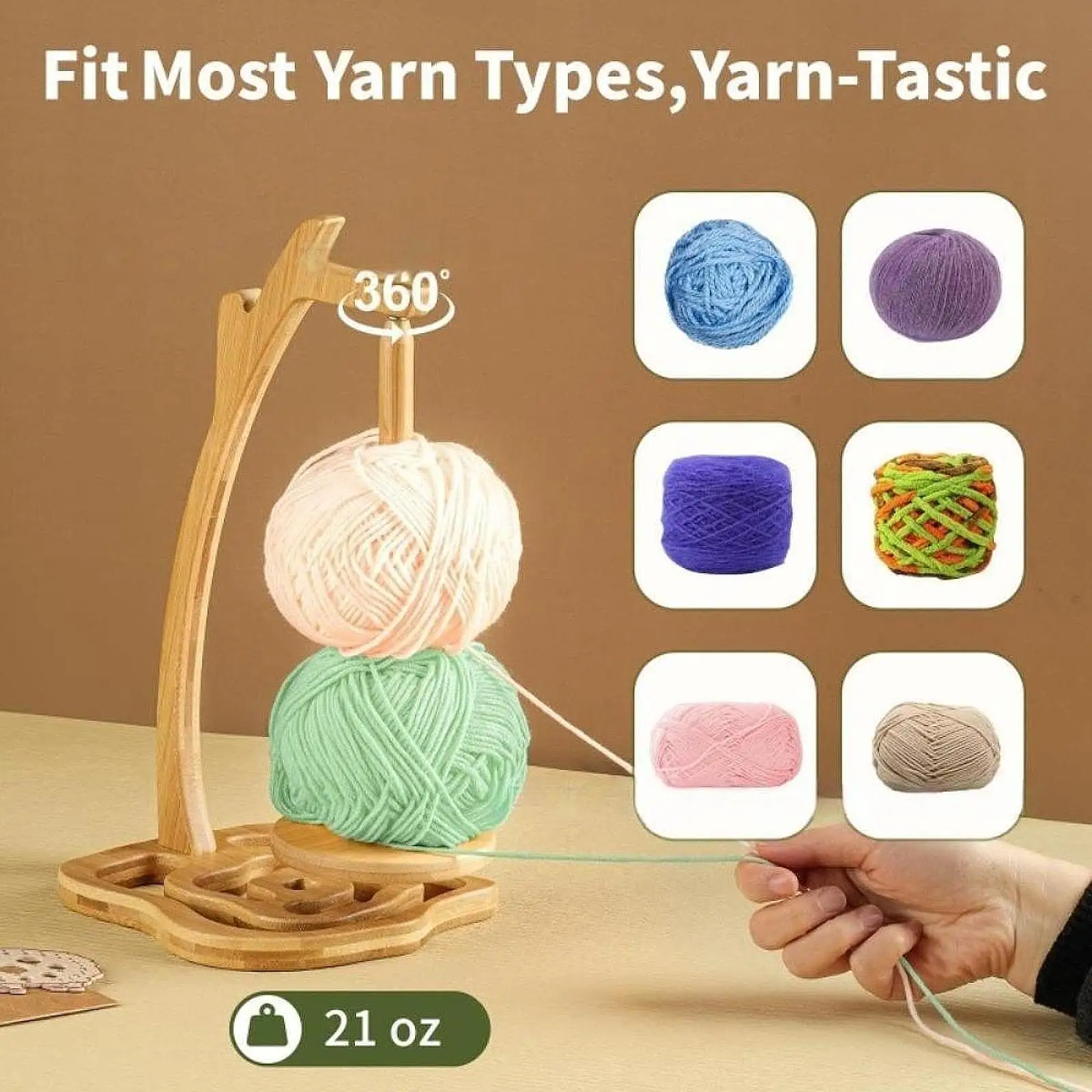 

Bamboo Yarn Holder Rotating Tool Multifunctional Delightful Yarn Balls Stand for Beginners DIY Crafting Gift Knitting Countertop