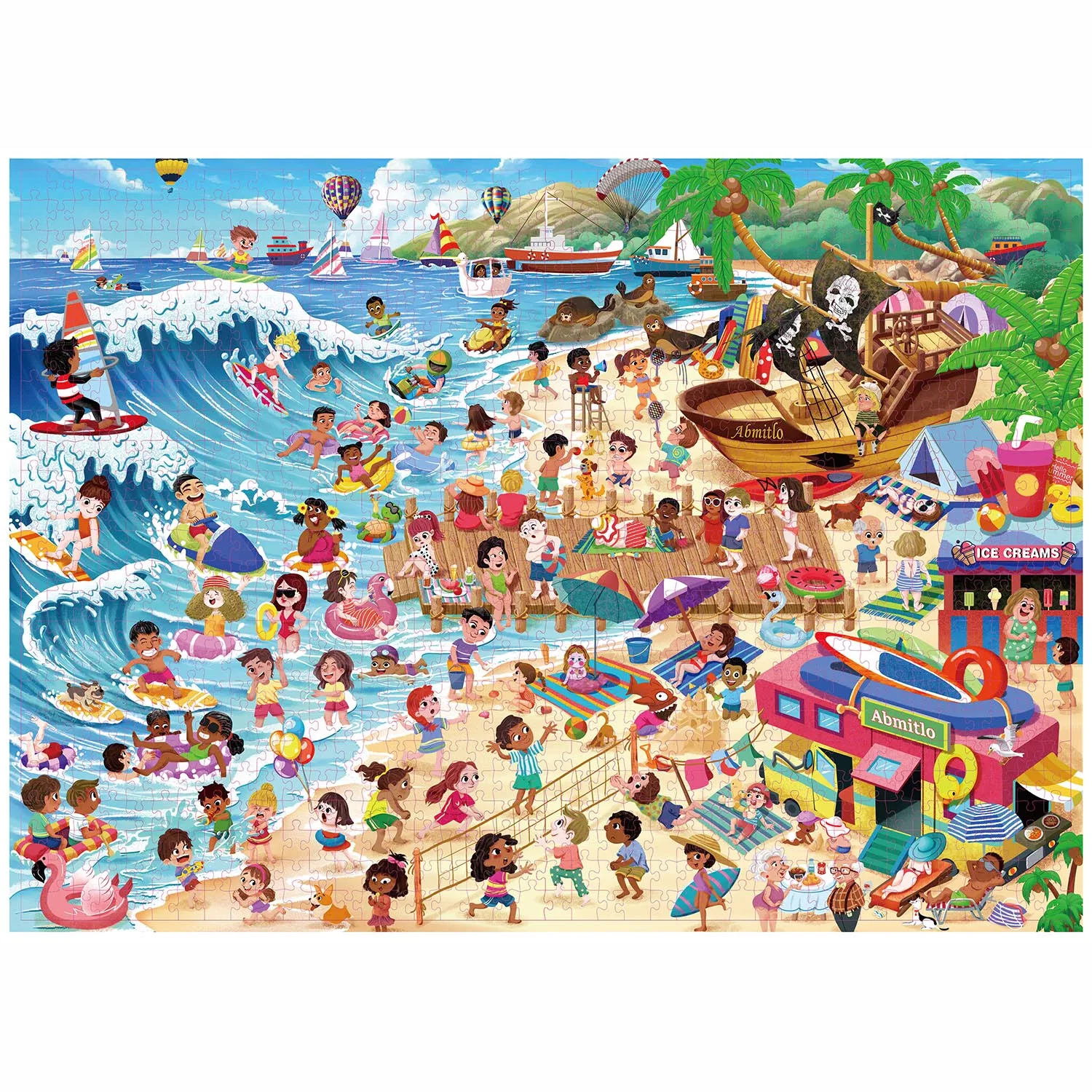 Puzzles de plage d'été pour adultes et enfants, jeux de décoration intérieure, sol amusant en famille, jouets, 1000 pièces