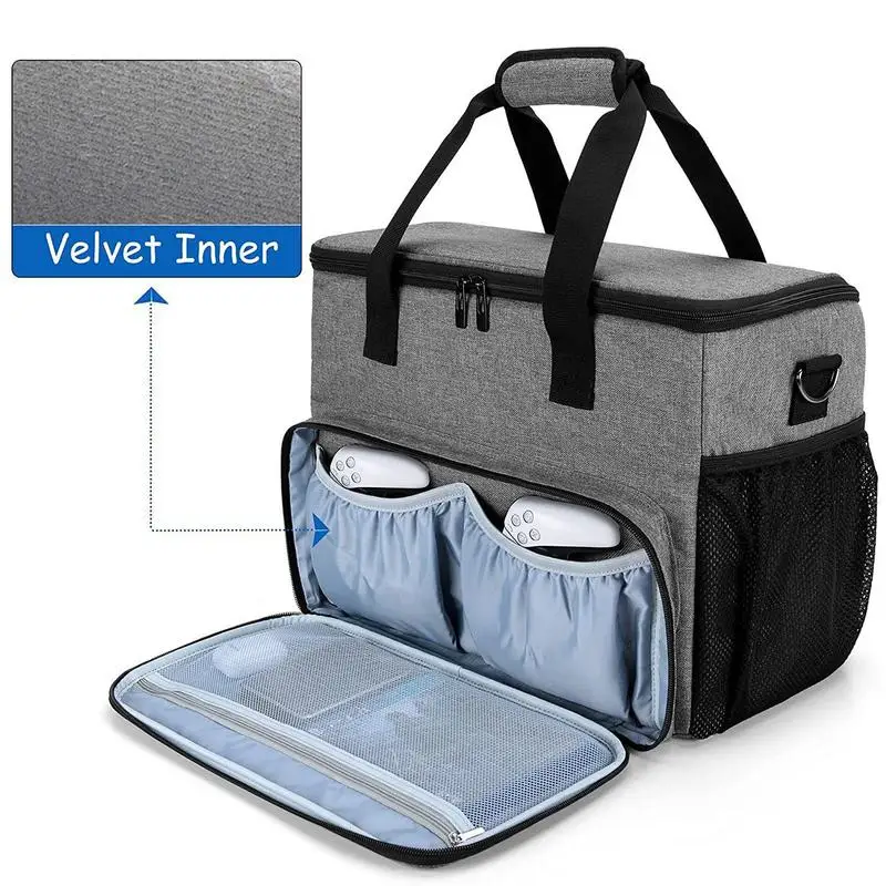Bolsa para consola de juegos para controlador de PS5, Estuche de transporte de viaje, mochila de almacenamiento, bolso protector de carcasa dura con múltiples bolsillos