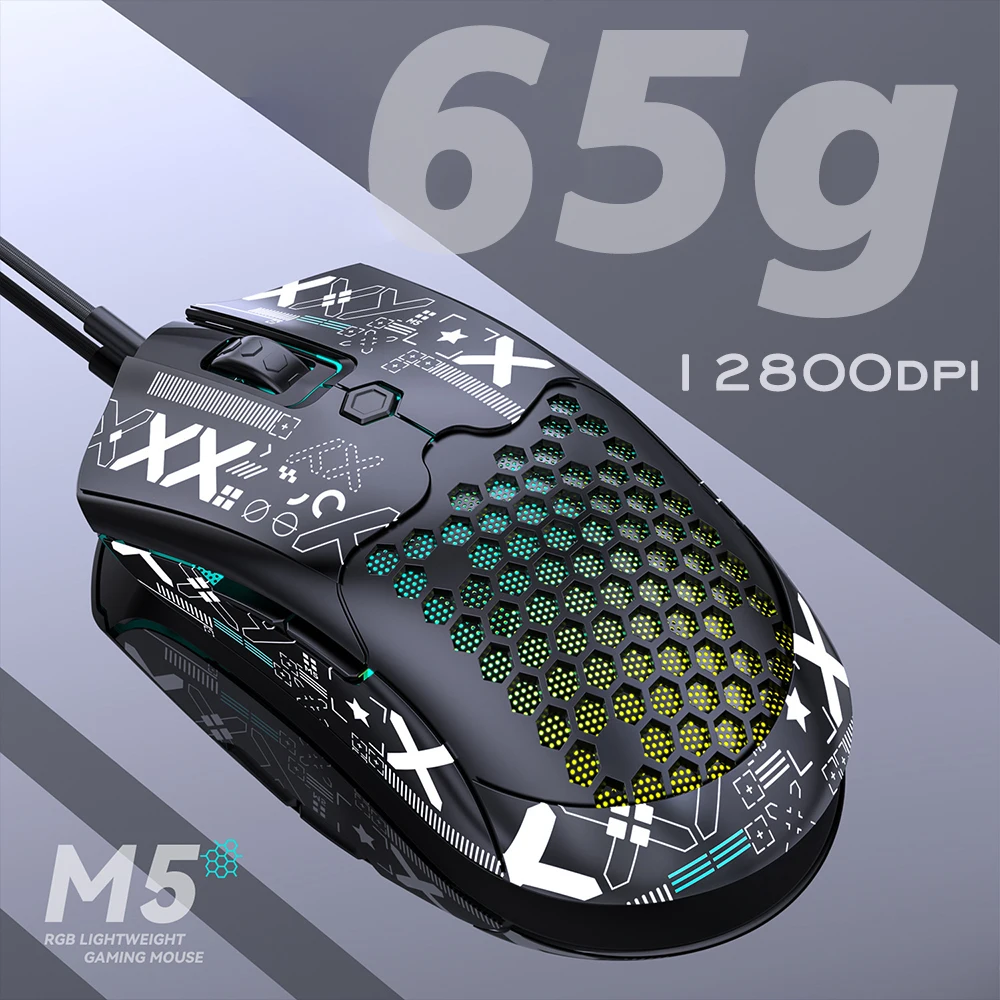 

Lightweight Wired Hole Mouse E-sports Game RGB Luminous PAW332512000DPI