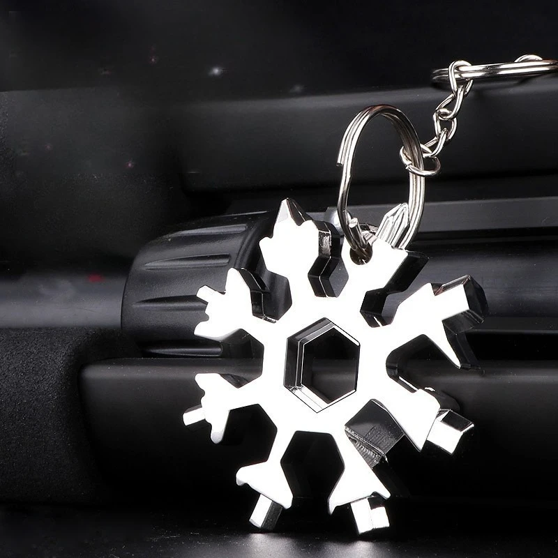 Multifunctional Snowflake Wrench Keychain Multi Hex Wrench Portable Mini Snowflake Repair Tool for Cycling Outdoor Emergency Use