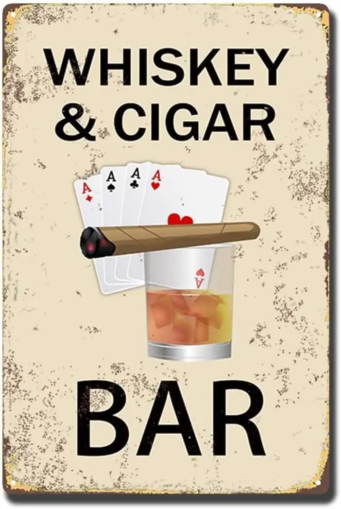 Vintage Metal Tin Sign Whiskey and Cigar Bar Tin Sign Metal Poster Vintage Metal Signs for Bar Music Club Man Cave Room Wal sign