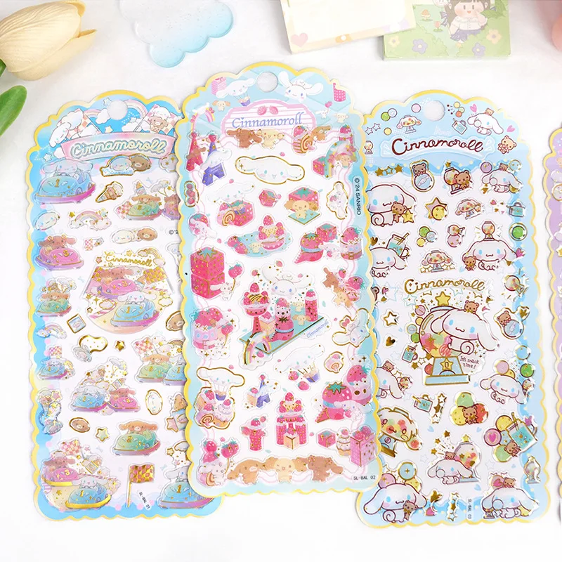 4pcs/lot Kawaii Crystal Cinnamoroll Stickers Cute Dog Scrapbooking DIY Diary Decorative 3D Sticker Album Stick Label