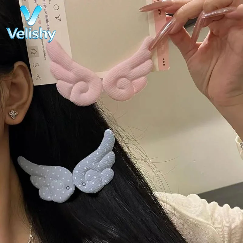 Autocollants capillaires magiques en peluche, 2 pièces, adorables ailes d'ange, antidérapants, pour franges, accessoires capillaires charmants pour petites filles, décoration de fête