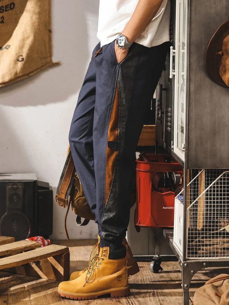 

American Retro Color Blo Loose Fit Casual Pants Men's Autumn Loose Trendy Large Size Cuffed Trousers Comfortable Breathable