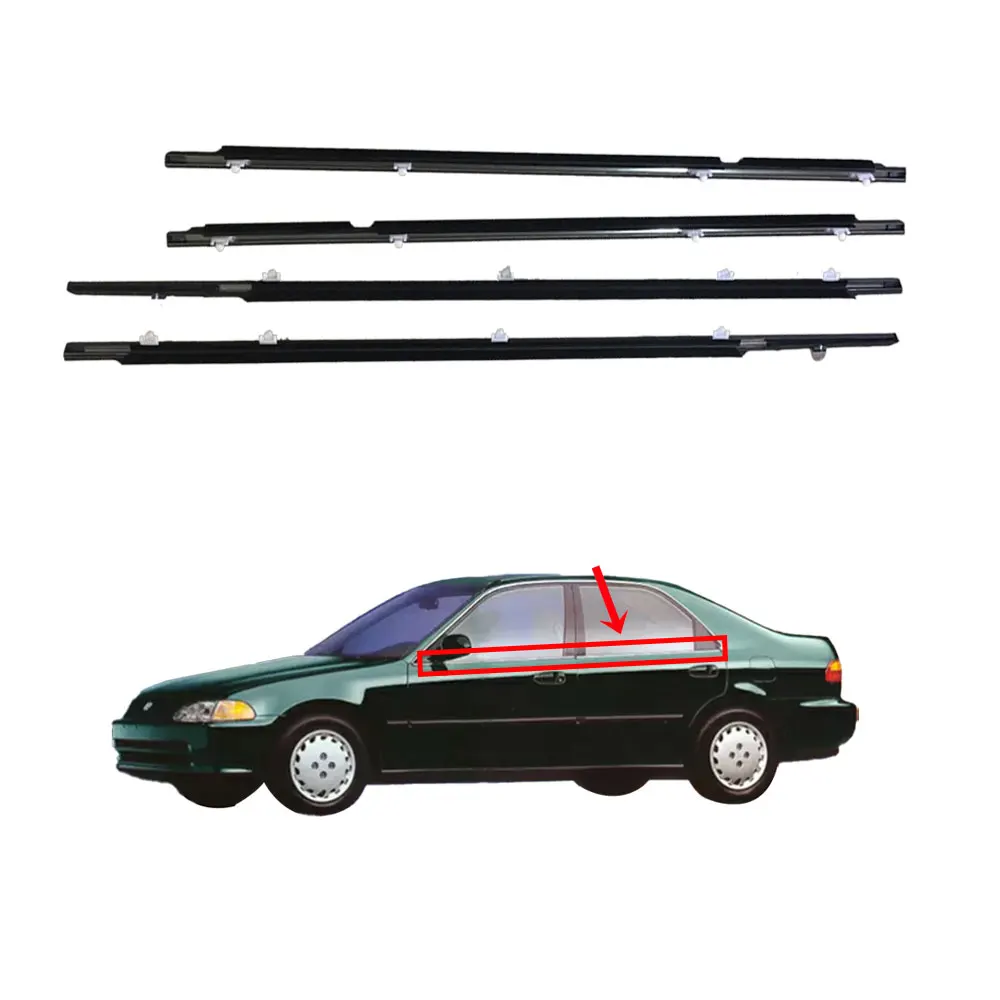 Moldura de Goma para Puerta HYA, Moldura Cromada para Ventana, Compatible con Honda Civic 1992 1993 1994 1995