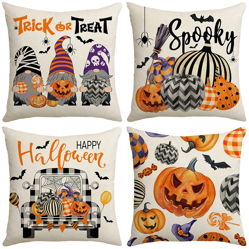 New Halloween Decor Pillowcase Linen Pillow Cover Halloween and Day of the Dead Decorative Cushion Cover Couch Throw Pillow Case