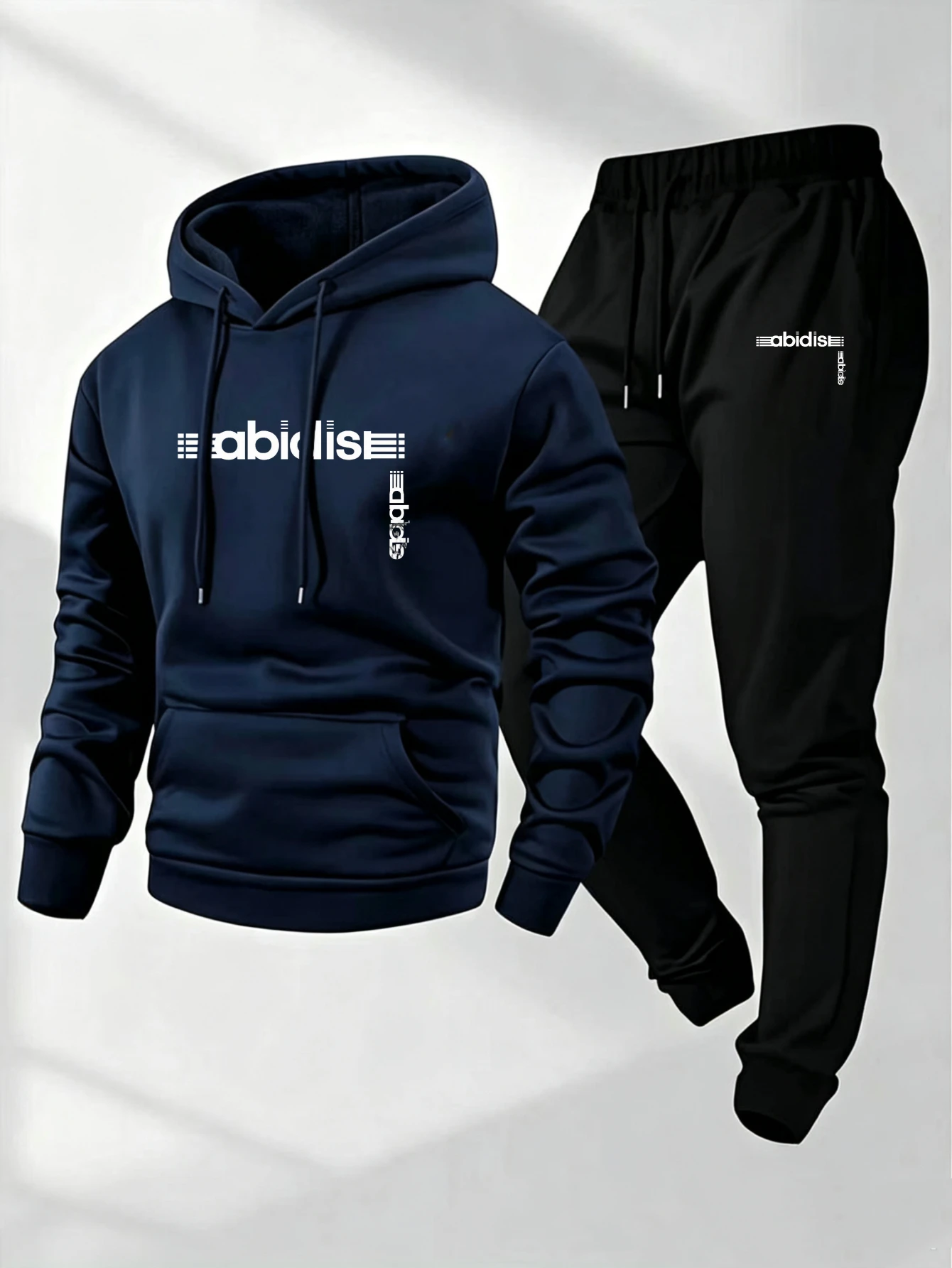 Jogger Sweatpants Men - ユニセックス2ピースストリートウェアトラックスーツ、抽象的なグラフィックプリントのフーディー＆ジョガーパンツセット、柔らかな裏地付き生地のスウェットスーツ、秋冬用