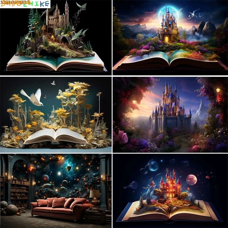 Fairy Tale Mystic Medieval Castle Photography Backdrops Props Landscape Witch Magical Book Fantassy World Forest Background MA04