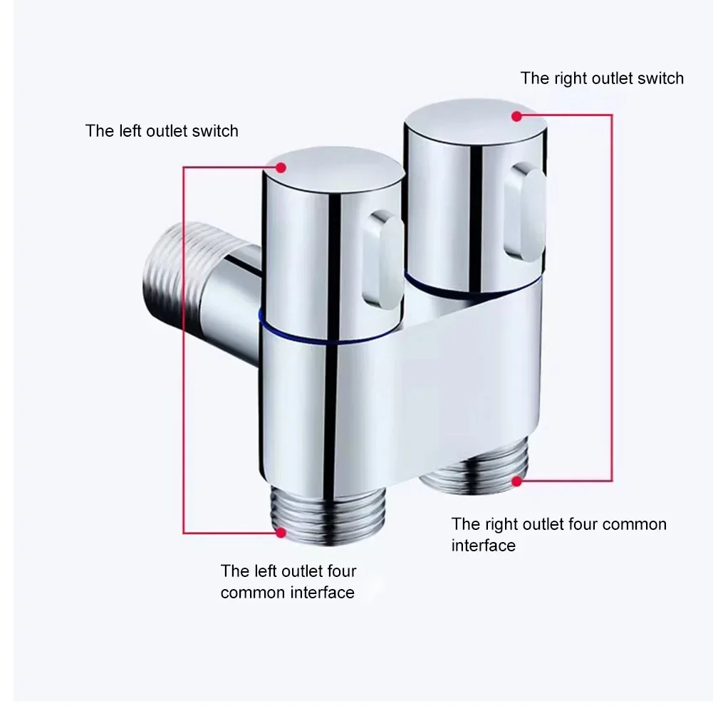 G1/2 1 In Two Out Double Control Washing Machine Faucet Toilet Triangle Valve Kitchen Sink Bathroom Basin Faucet Accessories