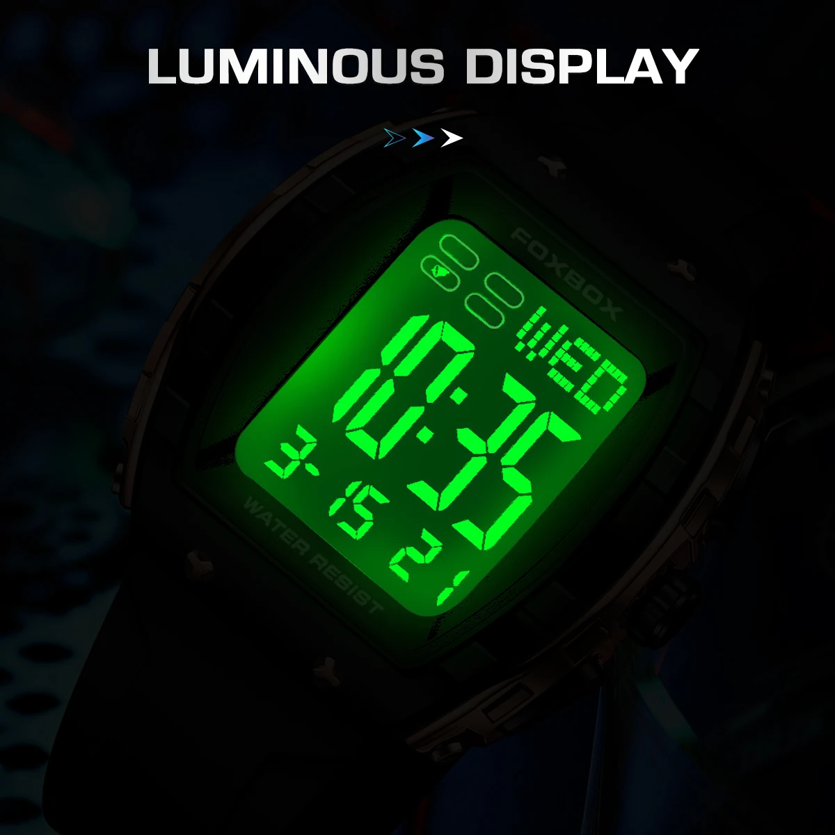 ساعة يد رقمية LCD عصرية للرجال من LIGE بطول 50 متر مقاومة للماء بحزام سيليكون رياضي للرجال ساعة إلكترونية كاجوال للرجال