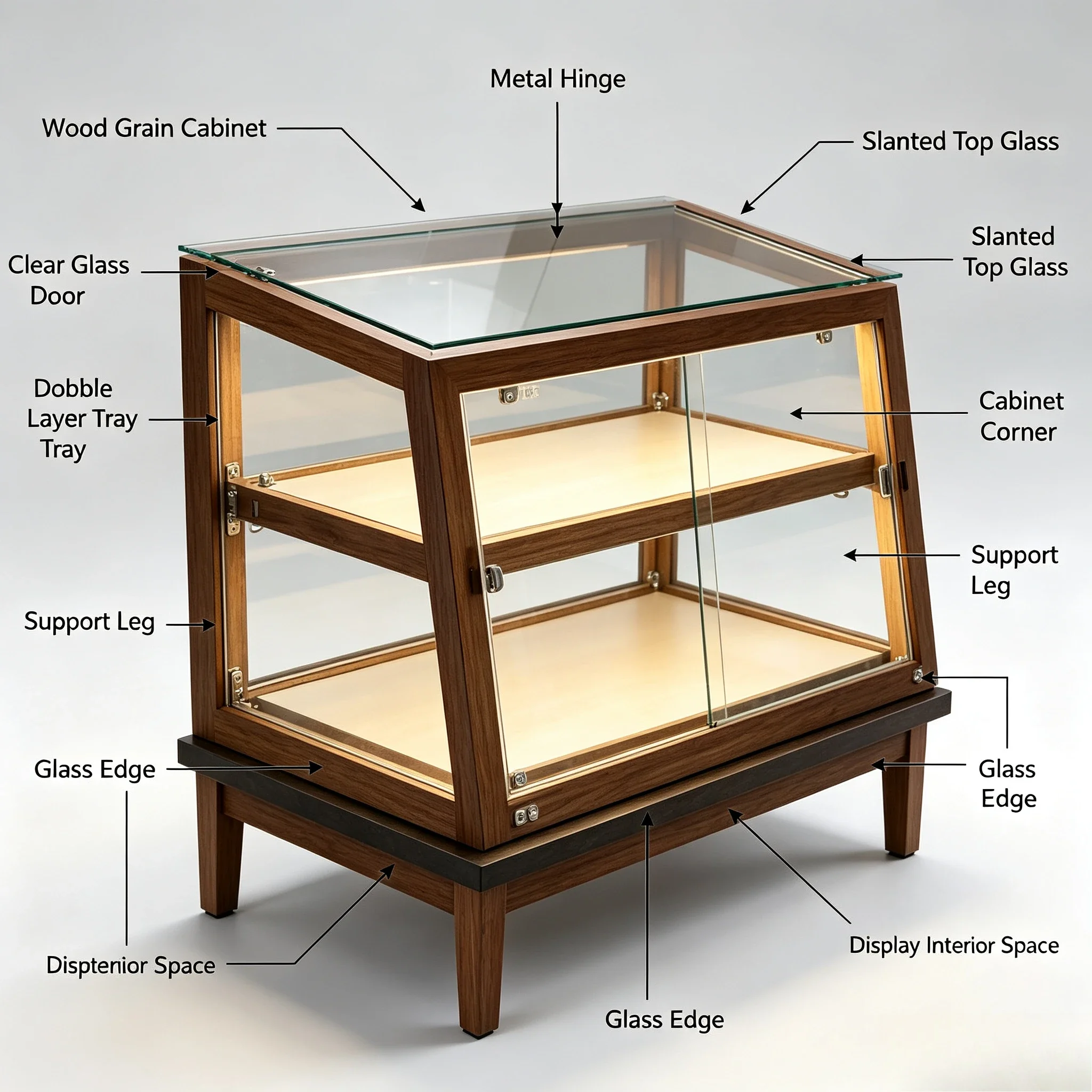 Solid Wood Glass Bakery Display Cabinet, Small Front Desk Bar Counter Showcase for Cake Coffee Shop Pastry Dessert Bread