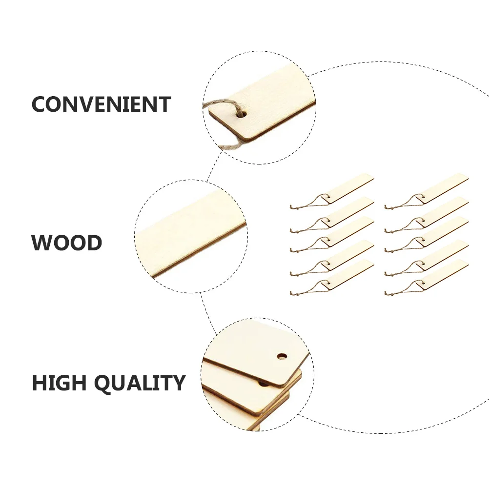

20pcs Wooden Bookmark Blank Diy Unfinished Craft Supply For Drawing Dyeing Decorating Graffiti Student Gift Christmas Hanging