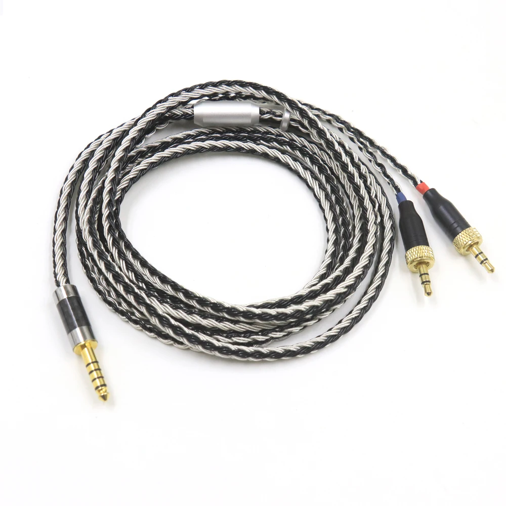 2.5mm XLR 4.4mm 16 Core Silver Plated Black White Braided Headphone Cable For Sony MDR-Z1R MDR-Z7 MDR-Z7M2 With Screw To Fix