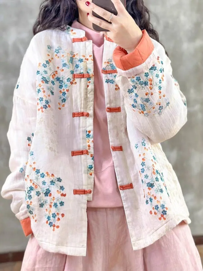 

Новая женская одежда из хлопка в национальном стиле, высококачественное шелковое хлопковое пальто на пуговицах в национальном стиле