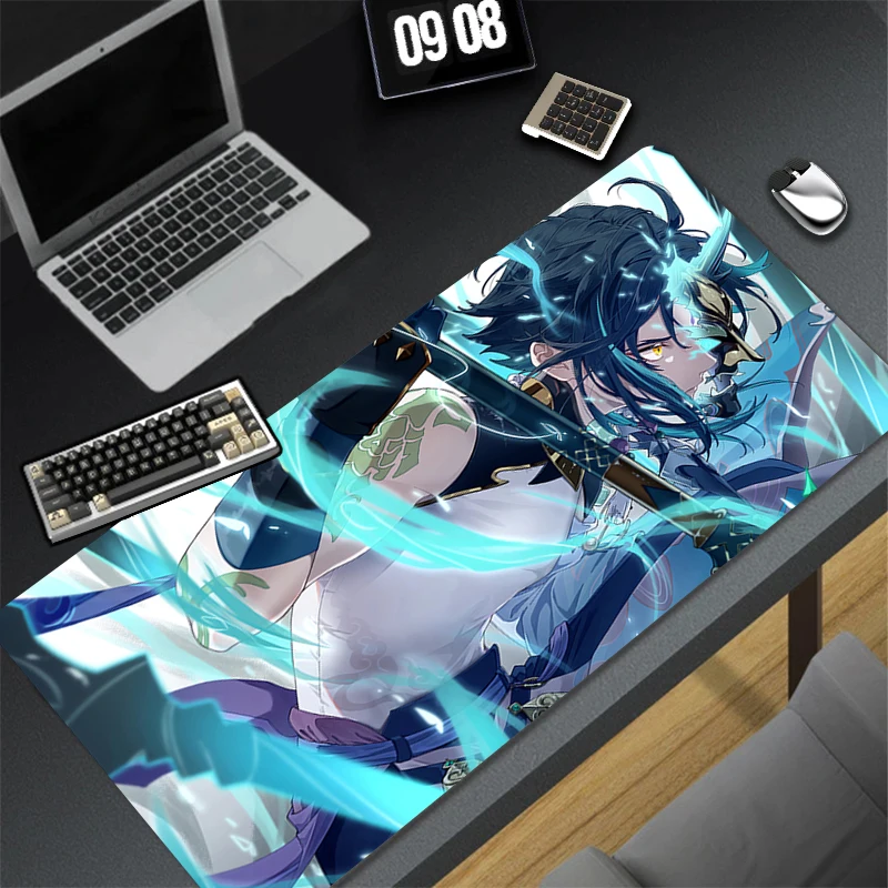 

Game Mouse Pad XXL Laptop Cool Anime Gaming Extended Desk Mat PC Genshin Impact Xiao Mousepad Rubber Gamer Cabinet Keyboard Rug