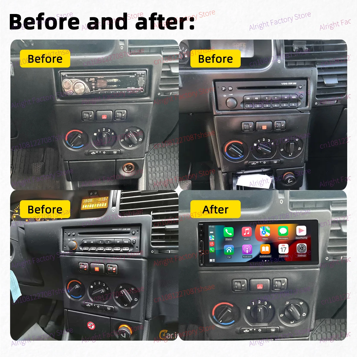 CarPlay Android estéreo para coche 1 Din unidad principal para Opel Vauxhall Zafira A MK1 1999-2004 Autoradio con navegación BT Multimedia