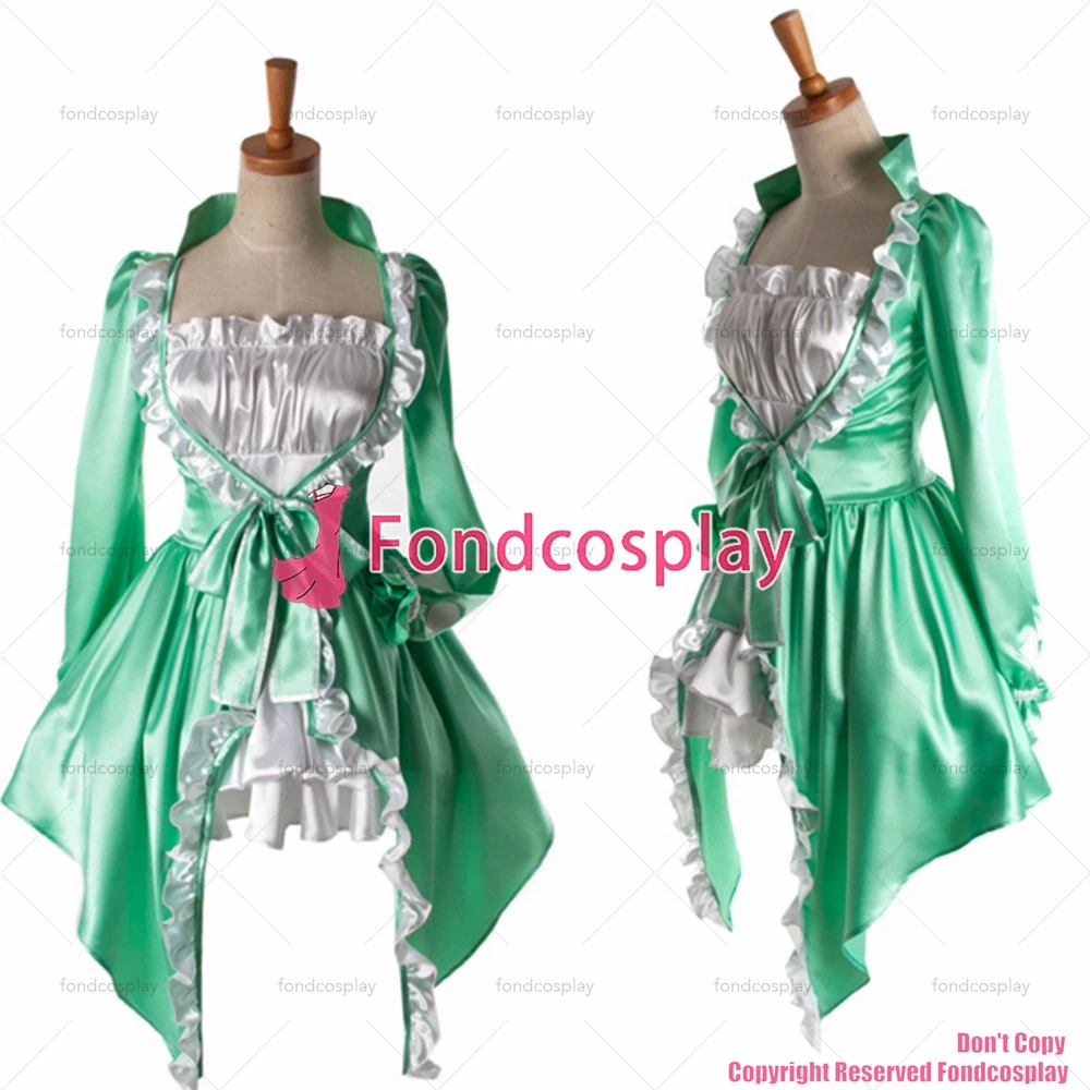 fondcosplay Beautiful Green White Sweet Lolita Satin Dress Cosplay Costume CD/TV[G927]