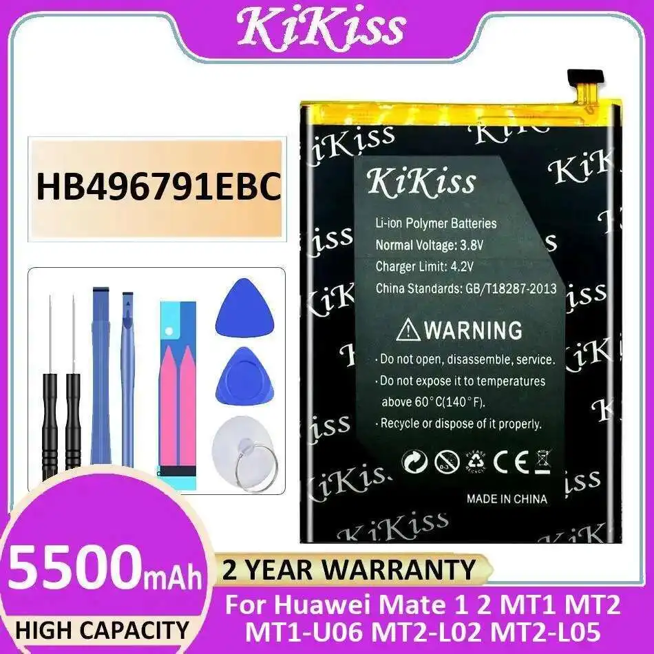 

Safe HB496791EBC Mobile Phone Battery 5500Mah Durable For Huawei Mate 1 2 MT1 MT2 MT1-U06 MT2-L02 MT2-L05