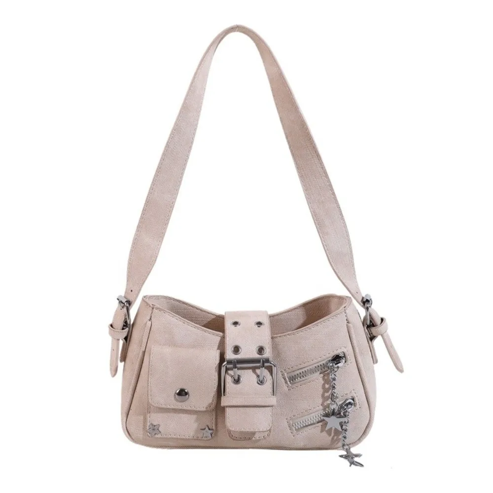 

Y2K Style Rivet Underarm Bag Star PU Girl Shoulder Bag Large Capacity Zipper Crossbody Bag