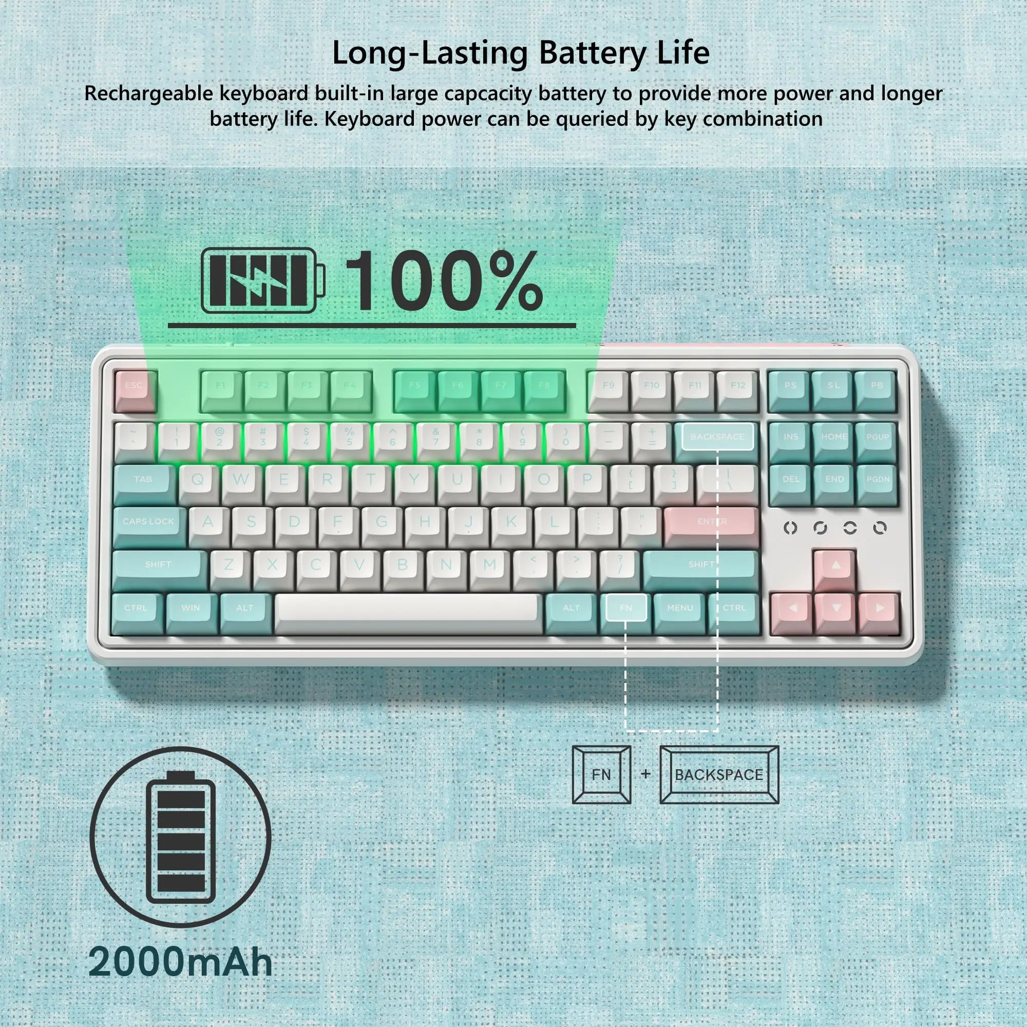 FL-ESPORT CMK87 Marshmallow 80% TKL 트라이 모드 Bluetooth 무선 기계식 게임용 키보드 핫 스왑 가능 스프링 개스킷 장착
