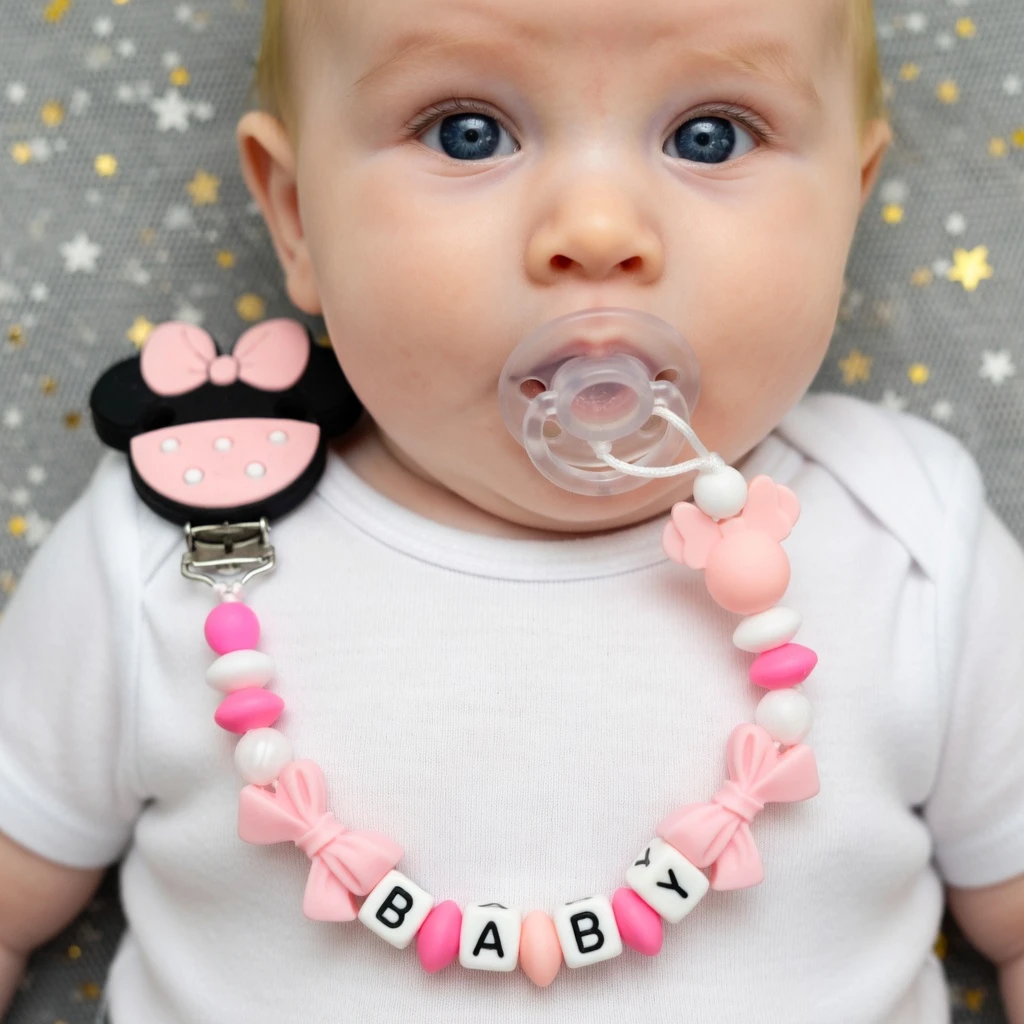 2026 Custom Name Wood Personalized Baby Pacifier Chain Clip Silicone Bead Dummy Nipple Holder Guard Teether Pendant Newborn Gift