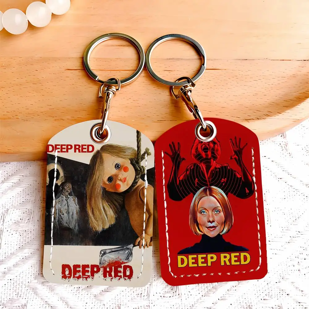 Classical Horror Movie Deep Red Card Holder Keychain Key Ring Door Lock Access Protective Case For Security Gift