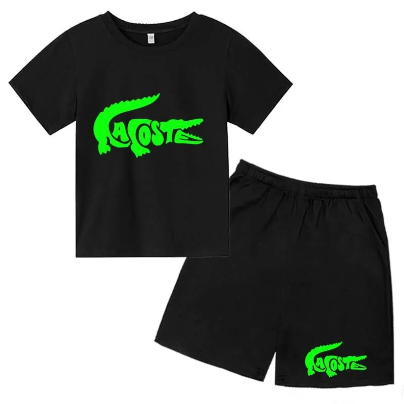 

Kids Cute Cartoon Print Summer Casual Breathable T-shirts+Pants 2pcs Sporty Suits 3-13 Years Boys Girls Outfits Children Sets